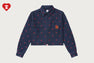 HEART EMBORIDERY ALLOVER PRINT DENIM SHIRT