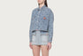 HEART EMBORIDERY ALLOVER PRINT DENIM SHIRT