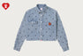 HEART EMBORIDERY ALLOVER PRINT DENIM SHIRT