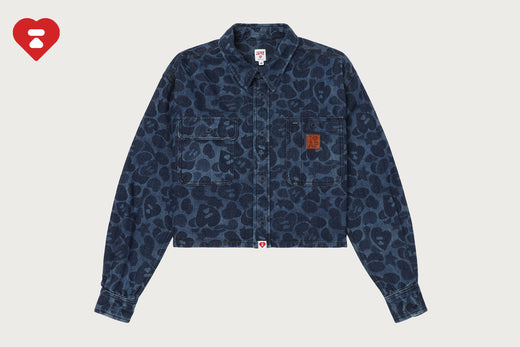 CAMO LASER PRINT DENIM CROPPED SHIRT
