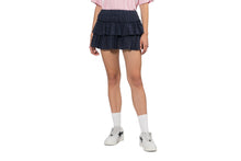 HEART BADGE WOVEN GARMENT DYE SKIRT