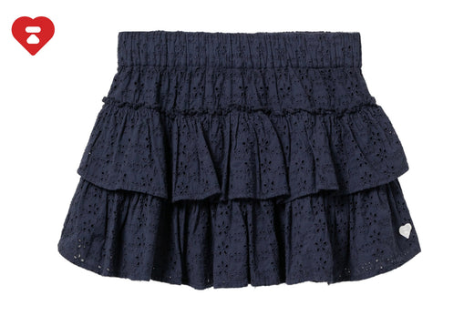 HEART BADGE WOVEN GARMENT DYE SKIRT