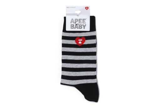 HEART EMBROIDERY BADGE STRIPES SOCKS
