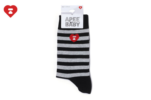 HEART EMBROIDERY BADGE STRIPES SOCKS