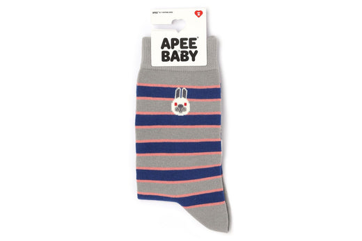 BABY DOPPY EMBROIDERY BADGE STRIPE SOCKS