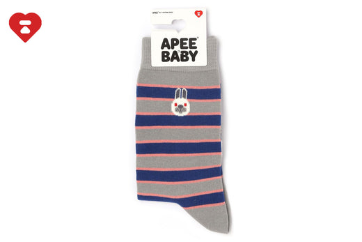 BABY DOPPY EMBROIDERY BADGE STRIPE SOCKS