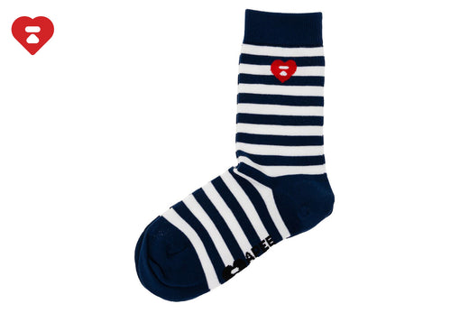 HEART EMBROIDERY BADGE STRIPES SOCKS #2