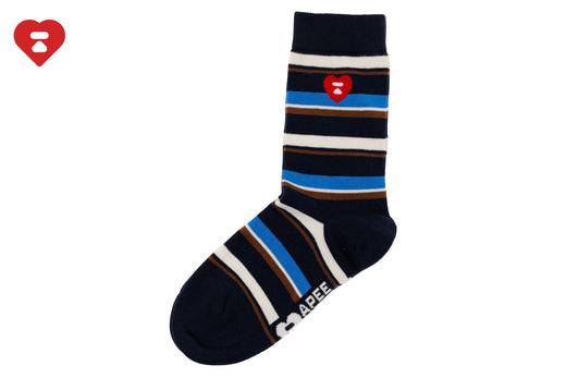 HEART EMBROIDERY BADGE STRIPES SOCKS #3