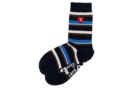 HEART EMBROIDERY BADGE STRIPES SOCKS #3