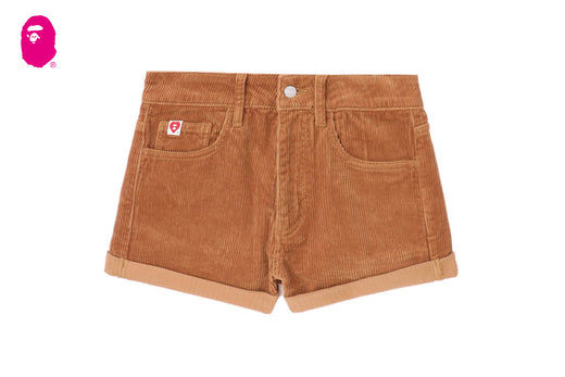 PU BADGE CORDUROY SHORTS