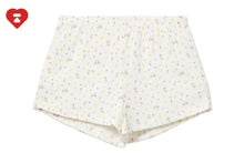 HEART BADGE FLORAL PRINT POINTELLE SHORTS