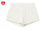 HEART BADGE FLORAL PRINT POINTELLE SHORTS