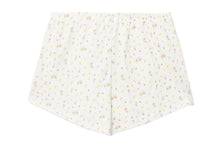 HEART BADGE FLORAL PRINT POINTELLE SHORTS