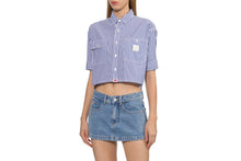 PU BADGE SHORT SLEEVES BENGAL STRIPE SHIRT