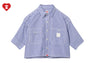 PU BADGE SHORT SLEEVES BENGAL STRIPE SHIRT