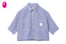 PU BADGE SHORT SLEEVES BENGAL STRIPE SHIRT