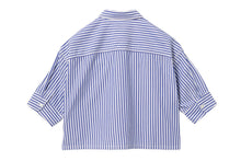 PU BADGE SHORT SLEEVES BENGAL STRIPE SHIRT