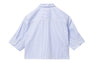PU BADGE SHORT SLEEVES CANDY STRIPE SHIRT