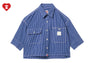 PU BADGE SHORT SLEEVES CHECK SHIRT