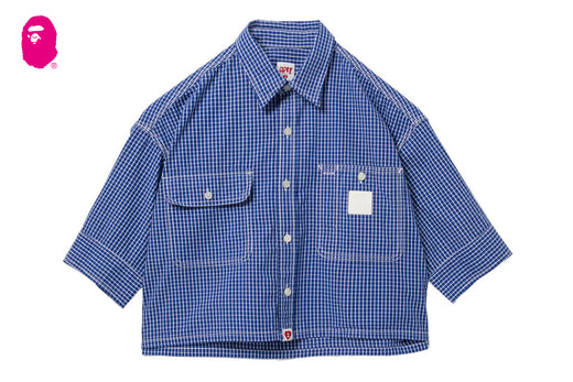 PU BADGE SHORT SLEEVES CHECK SHIRT