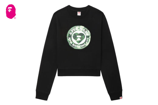 ROUND CAMO HEART PRINT SWEAT SHIRT