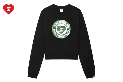 ROUND CAMO HEART PRINT SWEAT SHIRT
