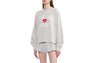 APPLIQUE PATCH AND HEART EMBROIDERY SWEAT SHIRT