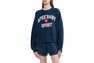 APPLIQUE PATCH AND HEART EMBROIDERY SWEAT SHIRT