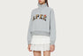 PLAID PATCHED HALF ZIP SWEAT SHIRT