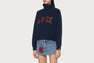 PLAID PATCHED HALF ZIP SWEAT SHIRT
