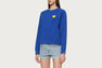 PATENT PU DEBOSS HEART BADGE SWEAT SHIRT