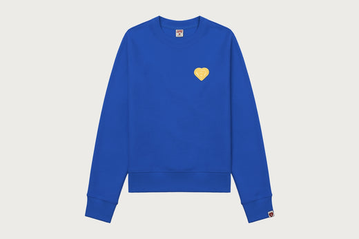 PATENT PU DEBOSS HEART BADGE SWEAT SHIRT