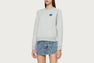 PATENT PU DEBOSS HEART BADGE SWEAT SHIRT