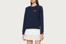 PATENT PU DEBOSS HEART BADGE SWEAT SHIRT