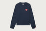 PATENT PU DEBOSS HEART BADGE SWEAT SHIRT