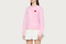 PATENT PU DEBOSS HEART BADGE SWEAT SHIRT