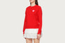 PATENT PU DEBOSS HEART BADGE SWEAT SHIRT