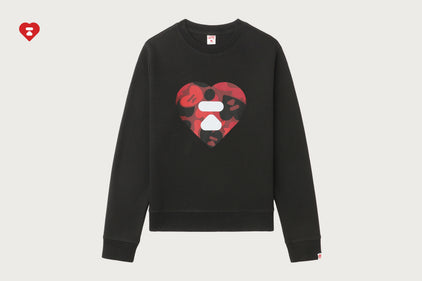 APEE CAMO HEART PRINT CREWNECK SWEATSHIRT
