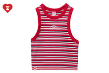 APEE BABY EMBROIDERY STRIPE CROP TANK TOP