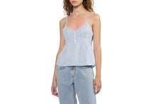 HEART BADGE WOVEN TABLE CHECK CAMI TOP