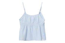 HEART BADGE WOVEN TABLE CHECK CAMI TOP