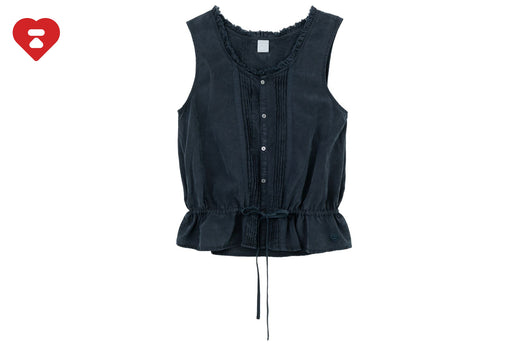 HEART BADGE WOVEN GARMENT DYE TANK TOP