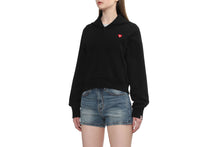 HEART BADGE HOODED ZIP UP SWEATER