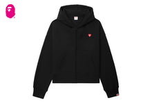 HEART BADGE HOODED ZIP UP SWEATER