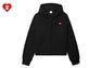 HEART BADGE HOODED ZIP UP SWEATER