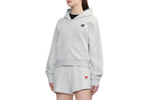 HEART BADGE HOODED ZIP UP SWEATER