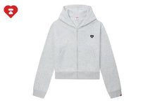 HEART BADGE HOODED ZIP UP SWEATER