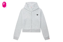 HEART BADGE HOODED ZIP UP SWEATER