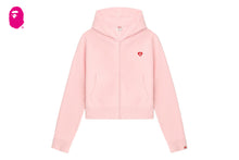 HEART BADGE HOODED ZIP UP SWEATER