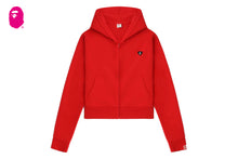 HEART BADGE HOODED ZIP UP SWEATER